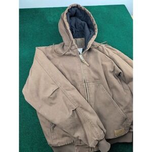 Schmidt Workwear Mens Brown Canvas Quilted Hooded Bomber Jacket Medium THJ752S